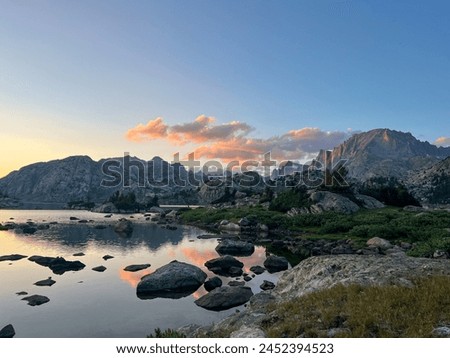 Sunset on the Wind River Range above Island Lake, Continental Divide Trail, Knapsack Col Alternate, Wyoming, 2022 USA