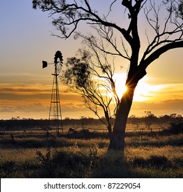 Sunset In Outback, Queensland, Australia