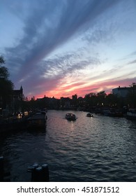 Sunset Over The Amstel River