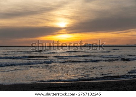 Sunset over the Atlantic ocean from Ayamonte Huelva coast  Andalusia Spain