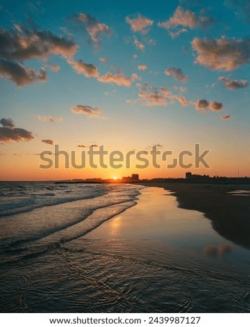 Sunset over the Atlantic Ocean in Far Rockaway, Queens, New York