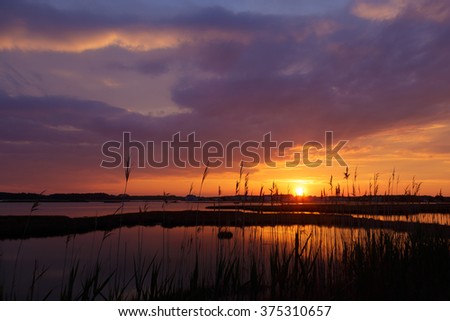 Sunset over the backwater in Delaware