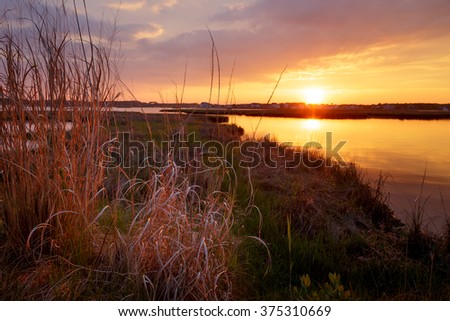 Sunset over the backwater in Delaware
