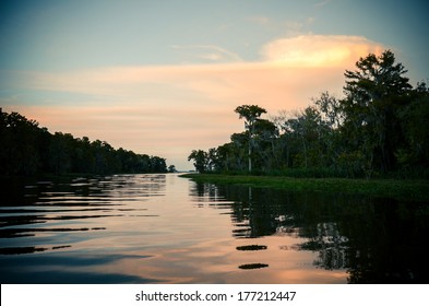 sunset over the bayou 