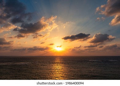Sunset over the beautiful ocean of Okinawa