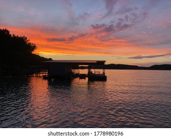 Sunset Over Beaver Lake In Arkansas