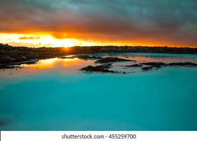 Sunset Over Blue Lagoon Iceland