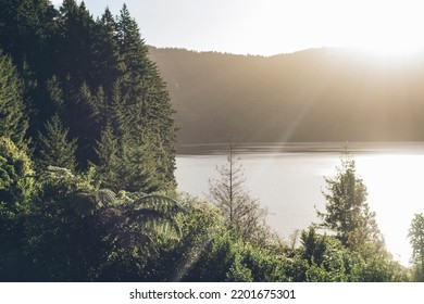 Sunset Over Blue Lake, Rotorua