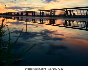 Sunset over bridge