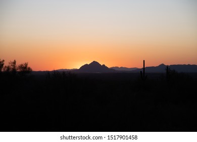 Sunset Over Camelback Mountain In Scottsdale Arizona.