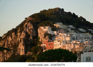 Sunset Over Capri Island Buildings