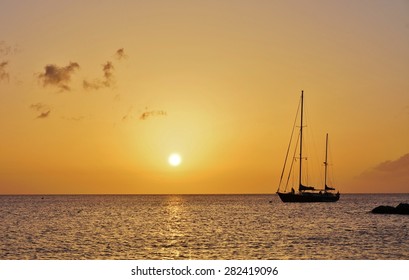 Sunset Over The Caribbean Sea In Nevis