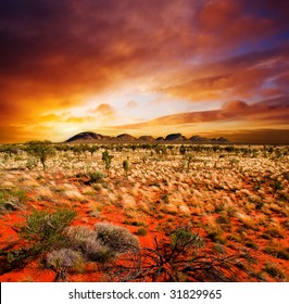 Sunset over a central Australian landscape