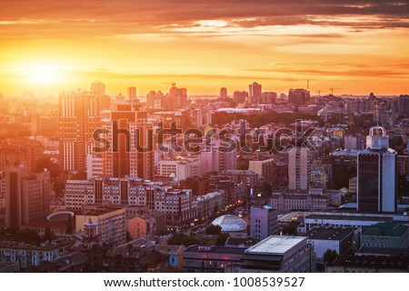 Sunset over the city.