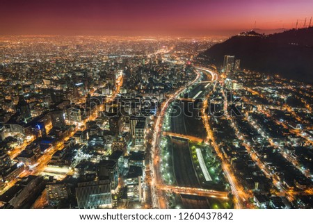 Similar – Foto Bild Die Skyline von Rio de Janeiro bei Nacht. Vom Aussichtspunkt des Zuckerhuts aus.