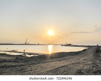 sunset over the coast