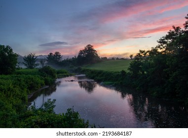 Sunset Over A Creek On A Vermont Summer Evening