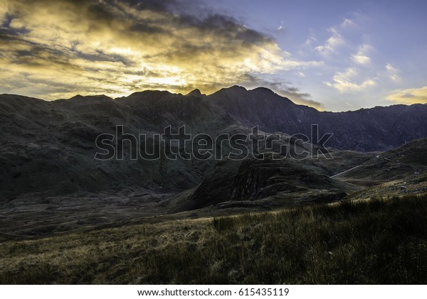 Sunset Over Crib Goch Snowdon Wales Stock Photo Edit Now 615435119