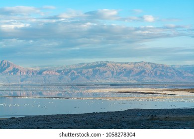 Sunset Over Dead Sea, Full Of Minerals Near Town Ein Bokek, Place For Medical Treatments, Climatotherapy, Thalassotherapy, Heliotherapy