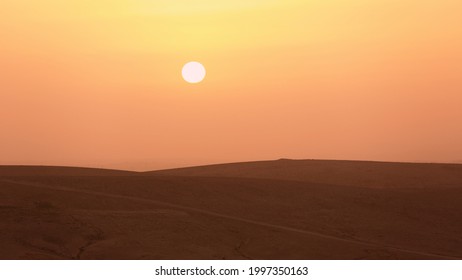 Sunset Over The Desert In The Judean Wilderness, Holy Land