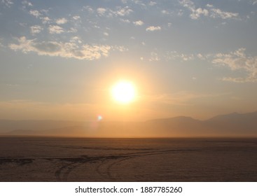 Sunset Over Dry Lake Bed