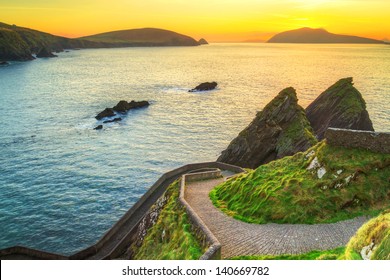 Sunset over Dunquin bay on Dingle Peninsula, Co.Kerry, Ireland - Shutterstock ID 140669782