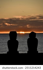 The sunset over Easter Island