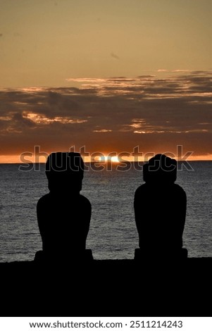 The sunset over Easter Island