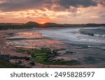 Sunset over Embleton Bay on the Northumberland coast north east England UK