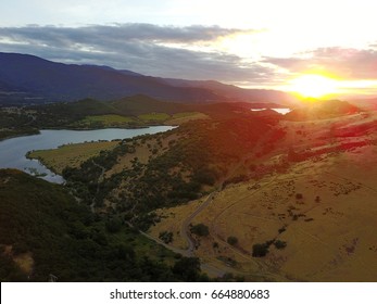 Sunset Over Emigrant Lake Near Ashland. Oregon. 