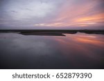 Sunset over estuary in Cape Cod Massachusetts, near Provincetown.