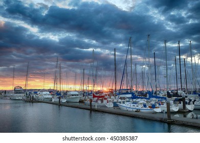 Sunset Over The Everett Marina