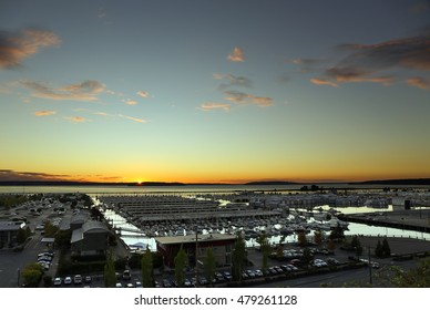 Sunset Over The Everett Marina