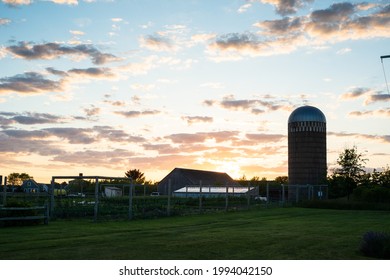 Sunset Over Farm And Field