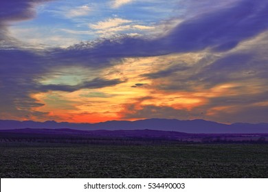 sunset over field
