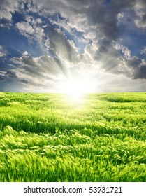 sunset over fields
