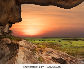 Sunset over the floodplains of Ubirr, Kakadu National Park, Northern Territory, Australia - Shutterstock ID 1709556007