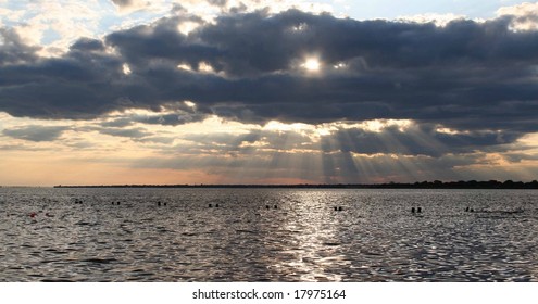 Sunset Over The Great South Bay On Long Island