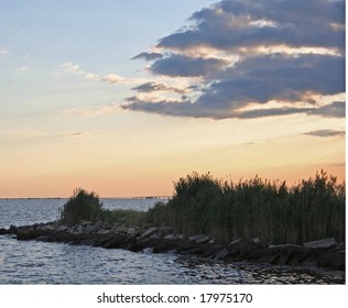 Sunset Over The Great South Bay On Long Island