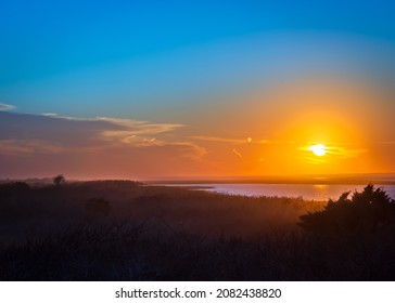 Sunset Over The Great South Bay From A Beach Hill