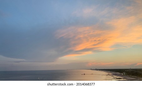 Sunset Over Gulf In Biloxi MS