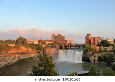 Sunset Over High Falls. Rochester, NY Skyline