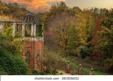 Sunset over the Hill Garden and Pergola, London on a colourful autumn day. - Shutterstock ID 1853036032