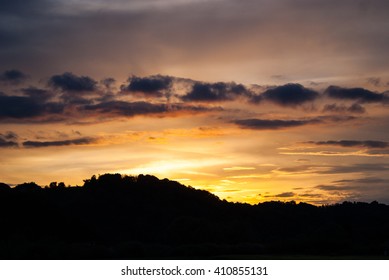 Sunset over hills