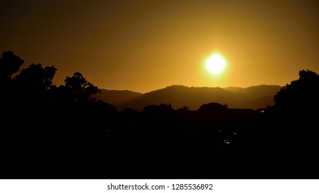 Sunset Over The Hills In Lower Hutt, NZ.