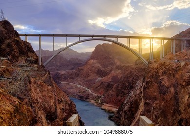 Sunset Over The Hoover Dam Bypass Bridge