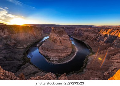 Sunset over Horseshoe Bend and Colorado river in Coconino County near Page, Arizona - Powered by Shutterstock