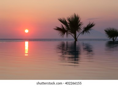 Sunset Over An Infinity Pool