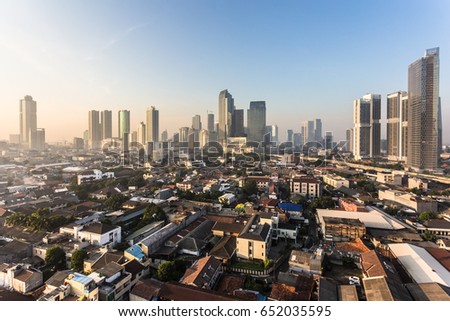 Sunset over Jakarta business district of Kuningan and Semanggi in Indonesia capital city