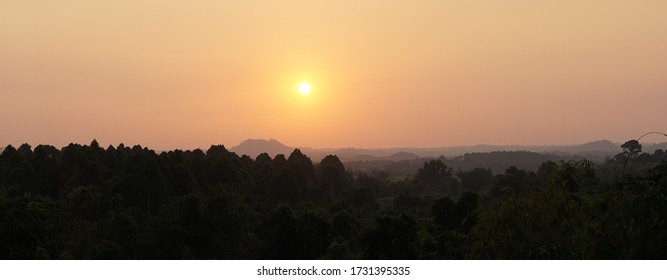 Sunset Over Jungle Landscape In Cát Tiên National Park, Vietnam.